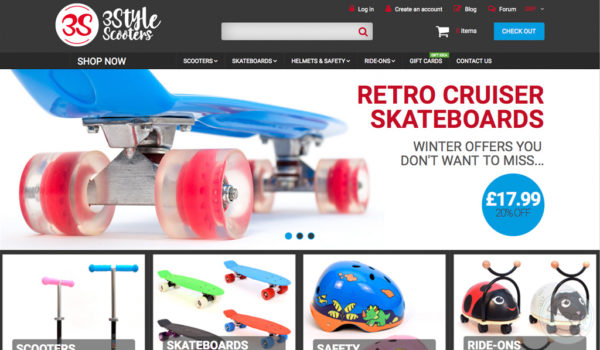 3Style Scooters website, branding, product photos