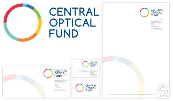 Central Optical Fund logo and stationary design