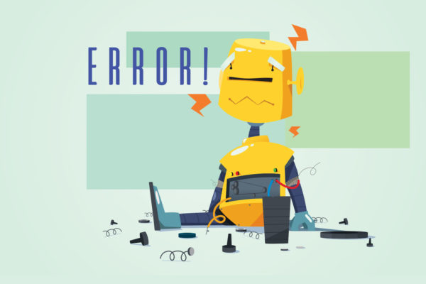 Cartoon image of a broken robot