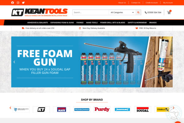 Kean Tools ecommerce website home page