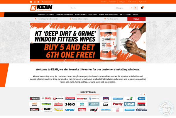 Kean Tools ecommerce website home page