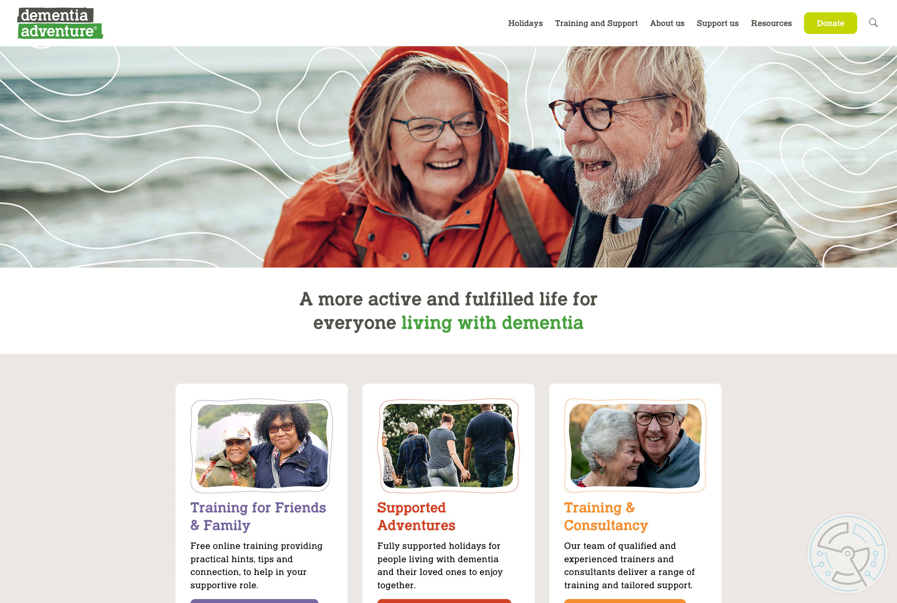 Dementia Adventure website home page