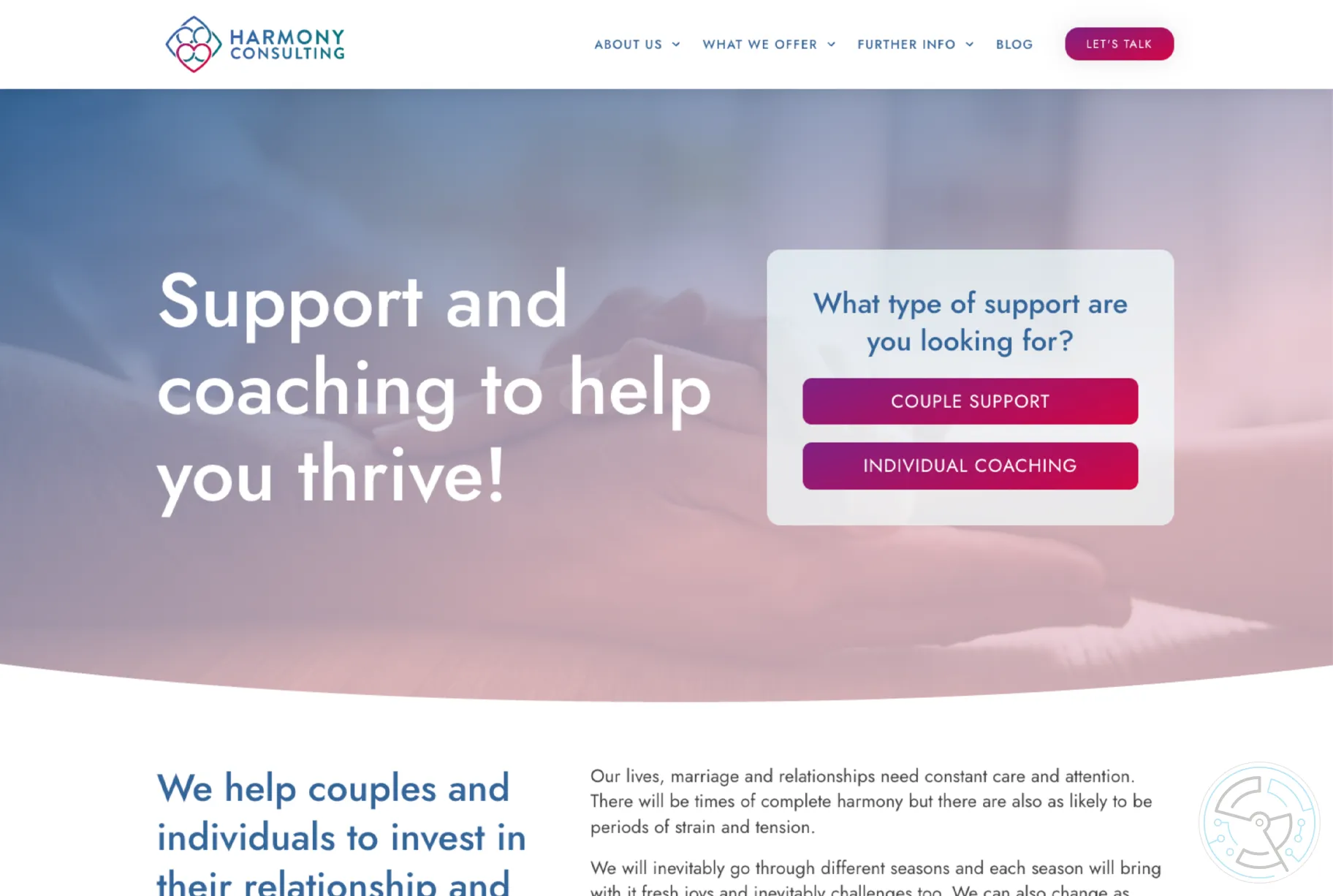 Harmony Consulting website homepage